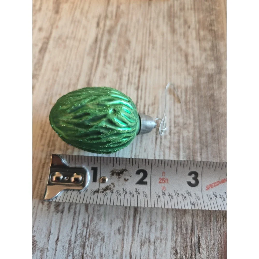 Vintage Green Sparkly Almond Texture Ornament Japan Holiday Decor